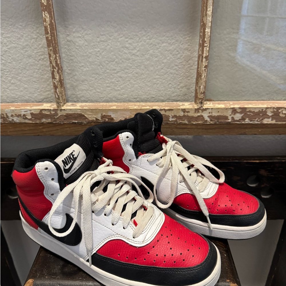Nike Court Vision Mid Red Black White University Bulls